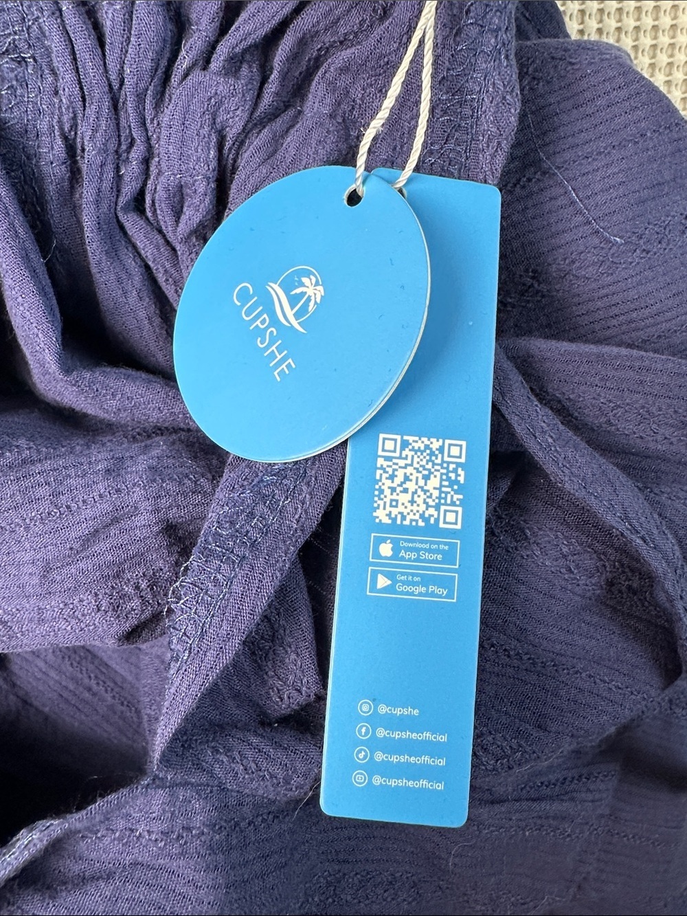 NWT Cupshe Swim Coverup Dress Navy Blue Tie Size Small - Picture 4 of 5